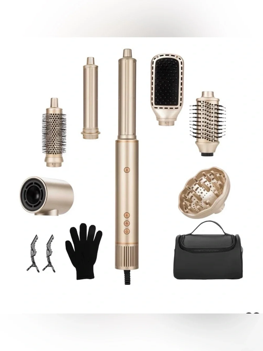 7-in-1 Dual Voltage Hot Air Styler: Auto Wrap Curler & Fast Dryer